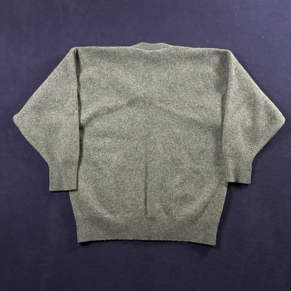 Vintage 90s Nordstrom Lambswool V Neck Sweater Men M Sage Green Knit Pullover